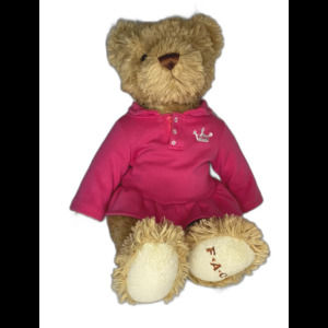 FAO Swartz Tan Teddy Bear Pink Dress Plush 2010